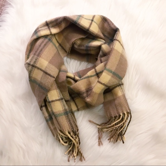 Forever 21 Accessories - yellow plaid cozy scarf w fringe